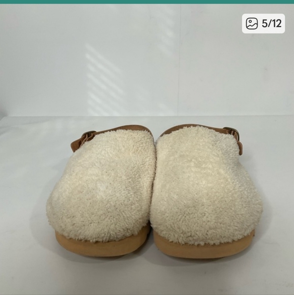 Reef Beach Bum Cream Tan Faux Fur Cork Upper Heel Strap Clogs 8 - Picture 5 of 12